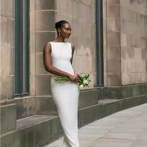 Pretty Little Thing Premium White Scoop Back Maxi Dress